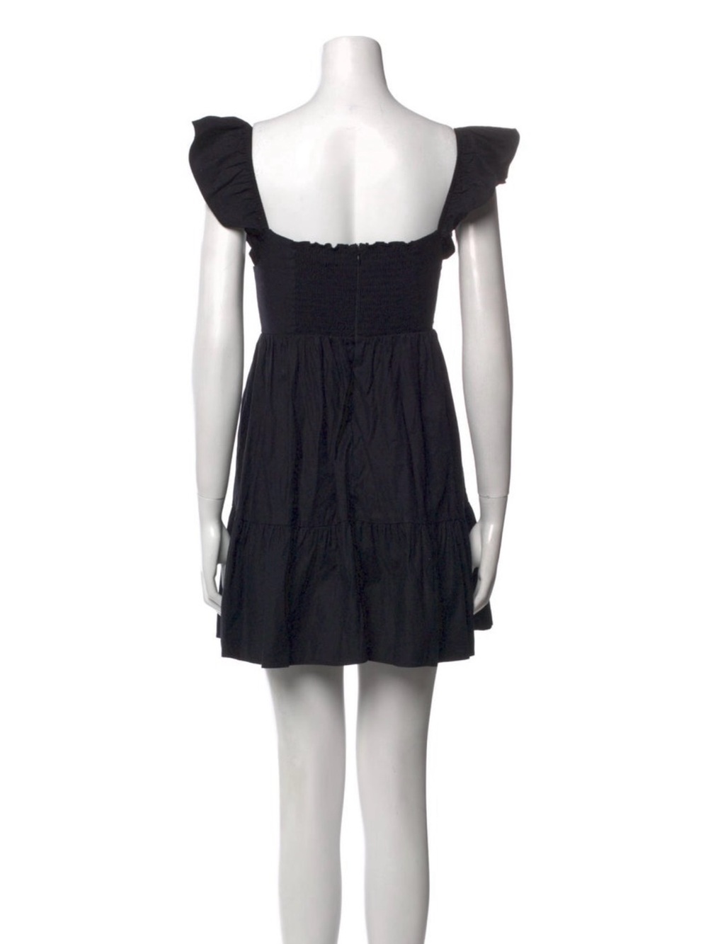 Reformation Black Square Neck Mini Dress XS / US 0 Organic Cotton Quiet Luxury - Picture 5 of 5
